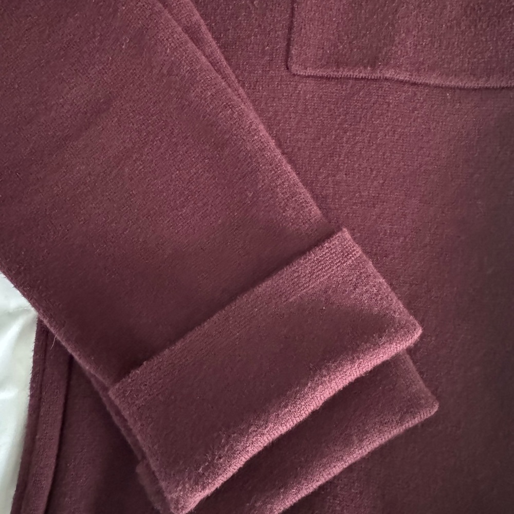 LOFT Deep Burgundy Button-up Cropped Cardigan Sweater Jacket Size Medium - Picture 4 of 7
